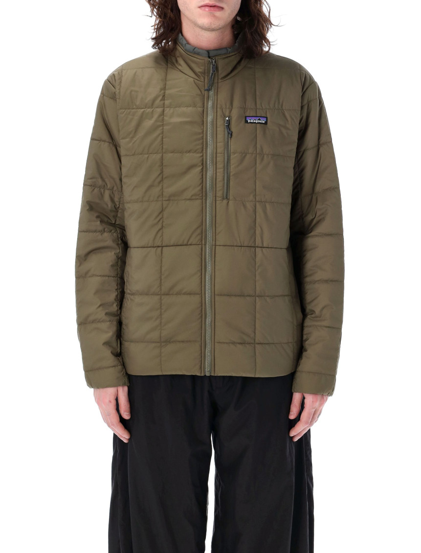 Patagonia Quilted Jacket High Collar Zippered Pocket In Olive