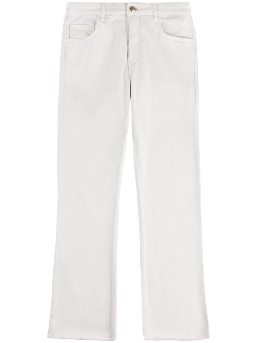 Fay Straight-leg Beige Pants With Flared Hem In White