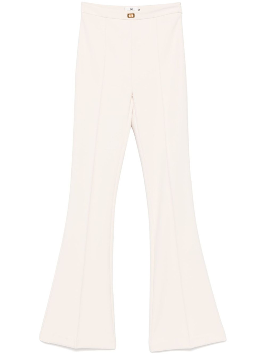 Shop Elisabetta Franchi Natural Flared Pant