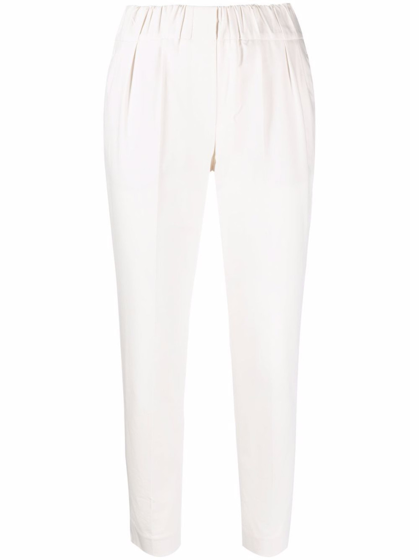 Brunello Cucinelli Acetate And Silk Blend Pants With Elastic Waistband In White