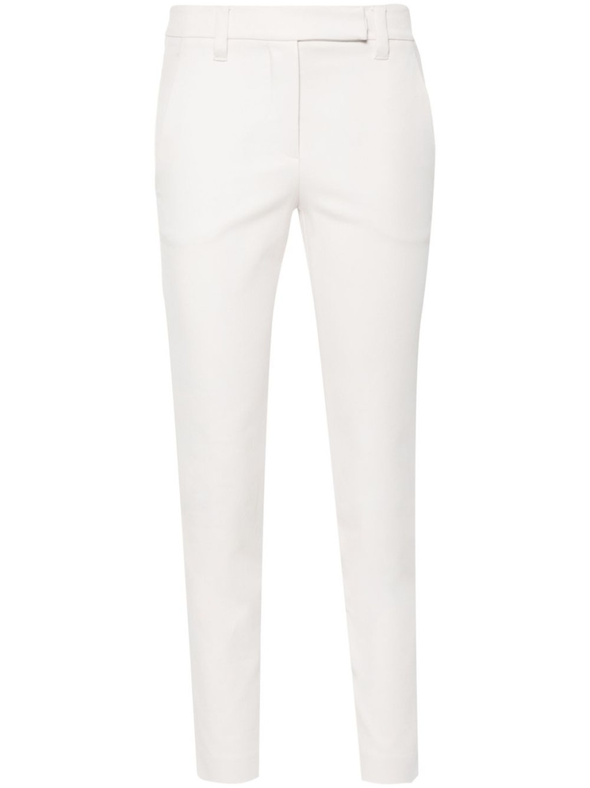 Shop Brunello Cucinelli Beige Slim Cropped Trousers