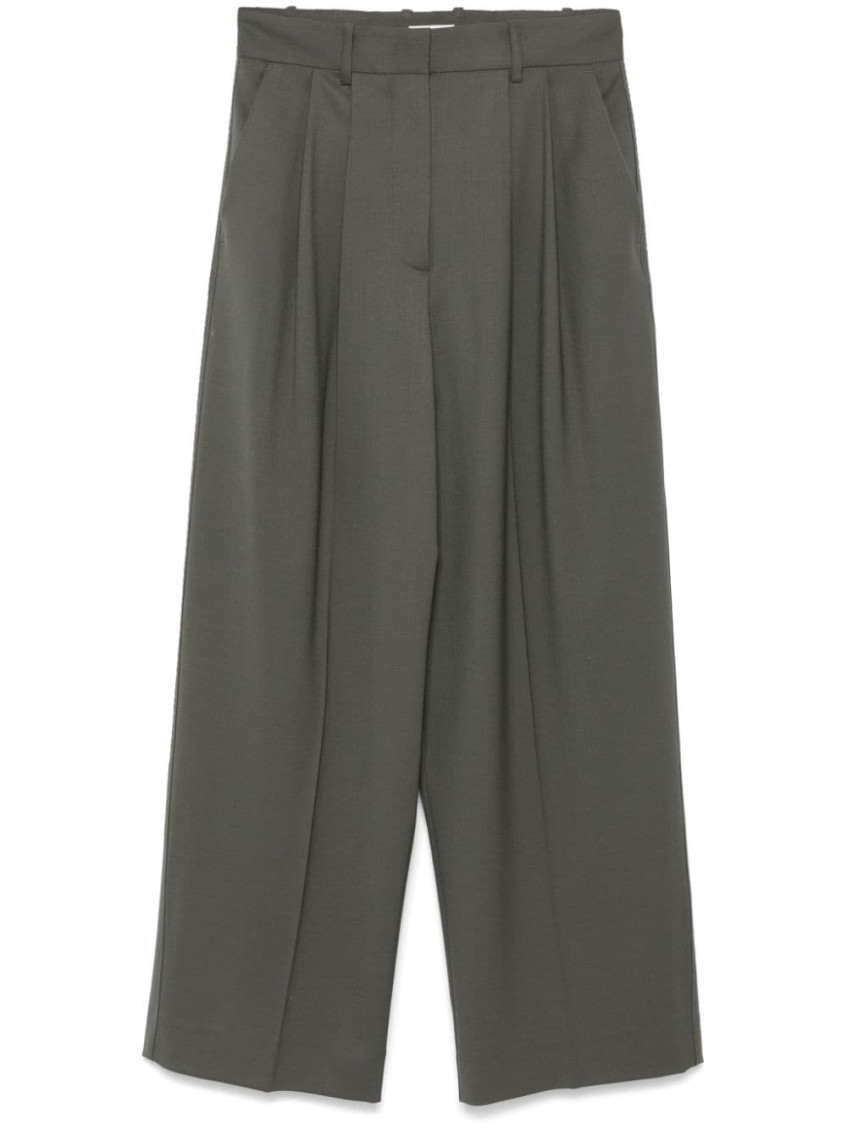 P.a.r.o.s.h Wide-leg High-rise Trousers With Pleated Front In Grey
