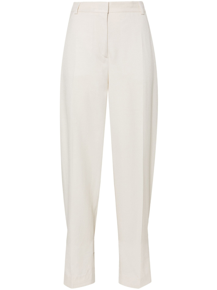 Totême Double-pleated Tapered Trousers In White