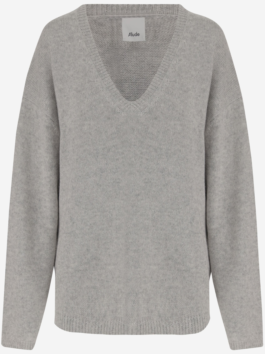 Allude Cotton And Cashmere Sweater In Grey
