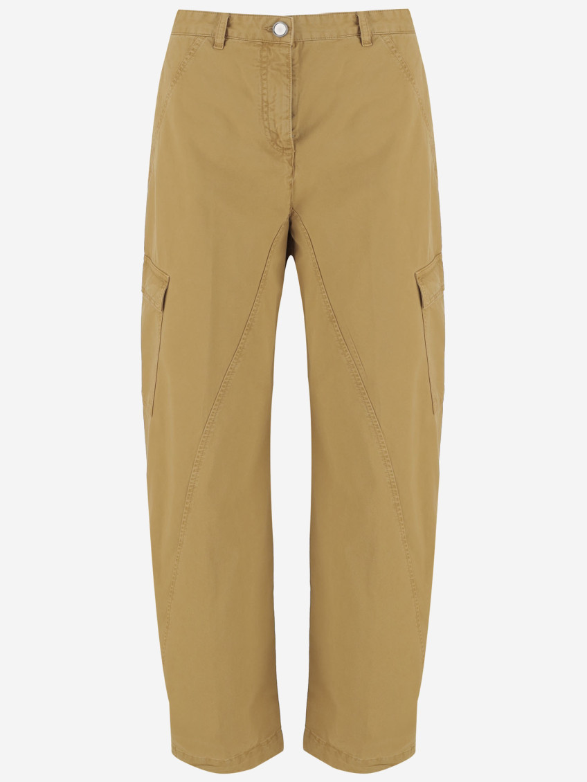 Pinko Beige Cotton Workwear Pants In Beige