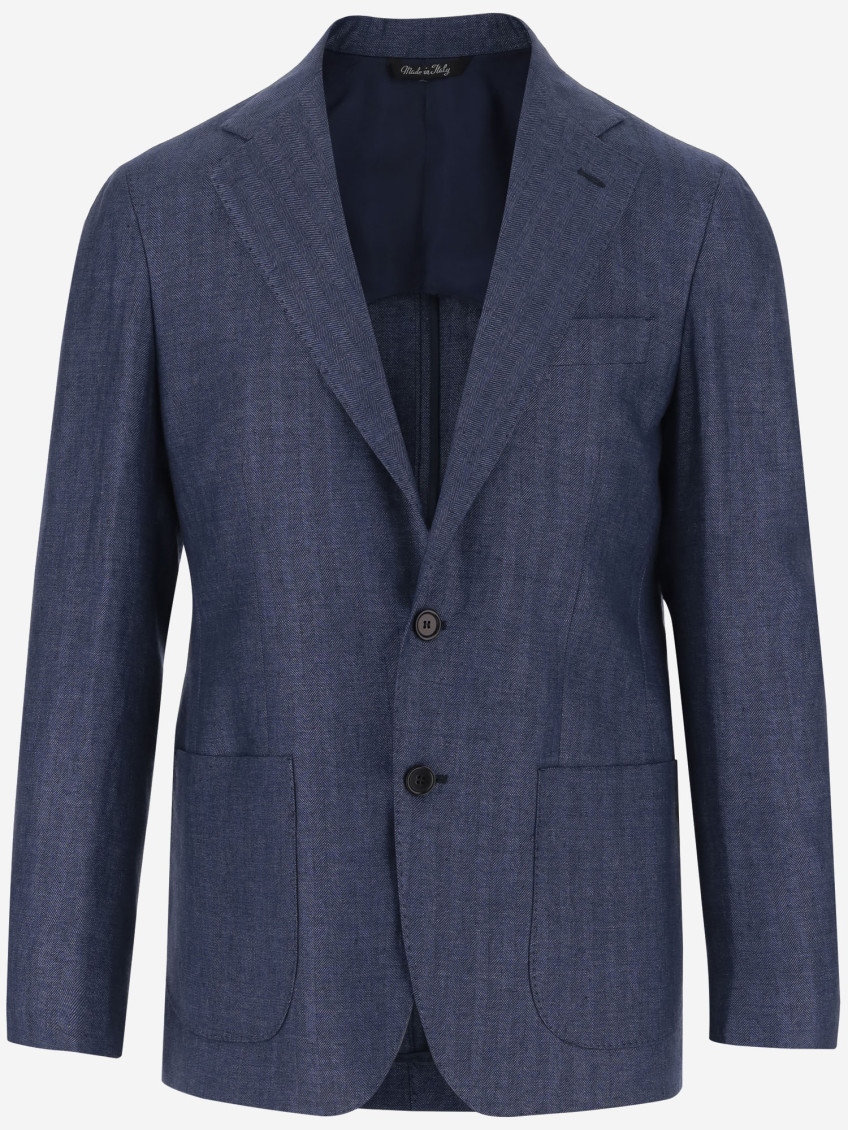 Brian Dales Royal Blue Single-breasted Linen Blazer In Royal Blue