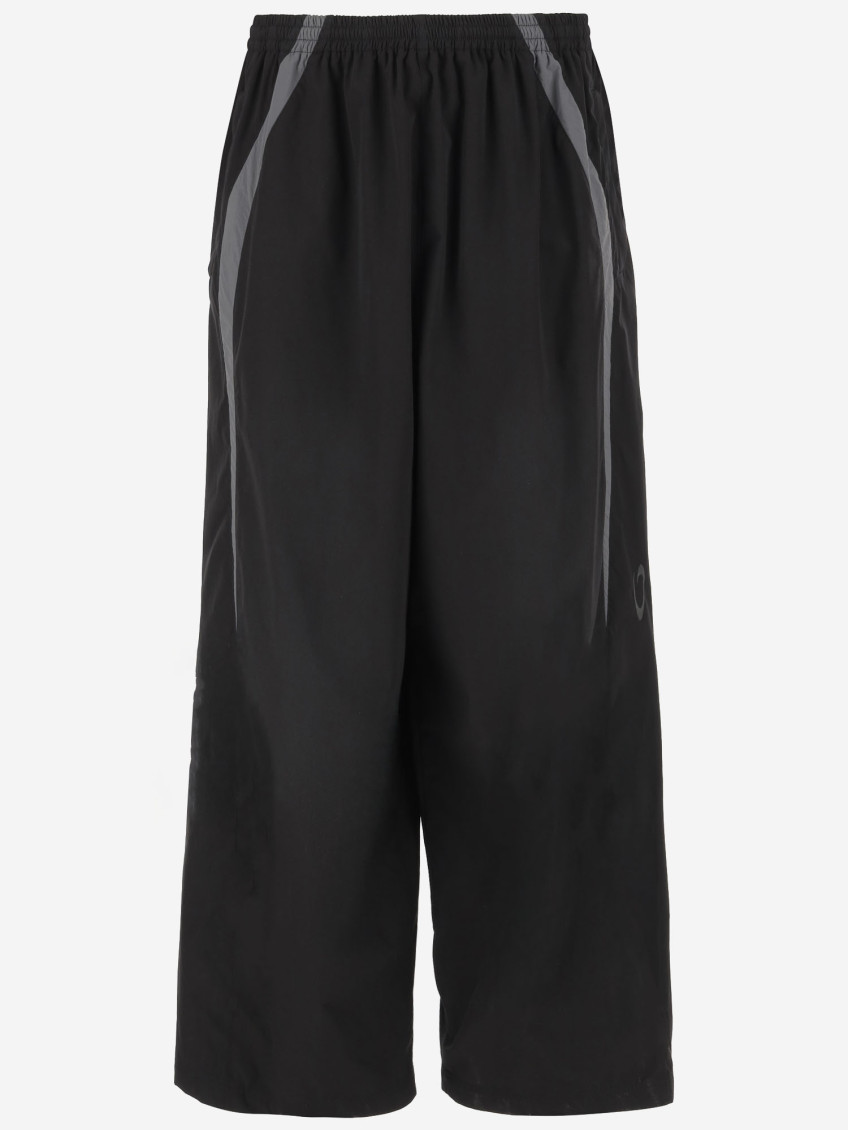 Balenciaga Men Black Oversized Tracksuit Pants With Contrasting Yokes In Tech Fabric Man In Black