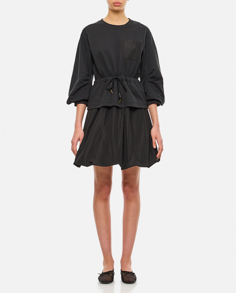 Moncler Abito Felpa In Cotone Nero Donna In Black