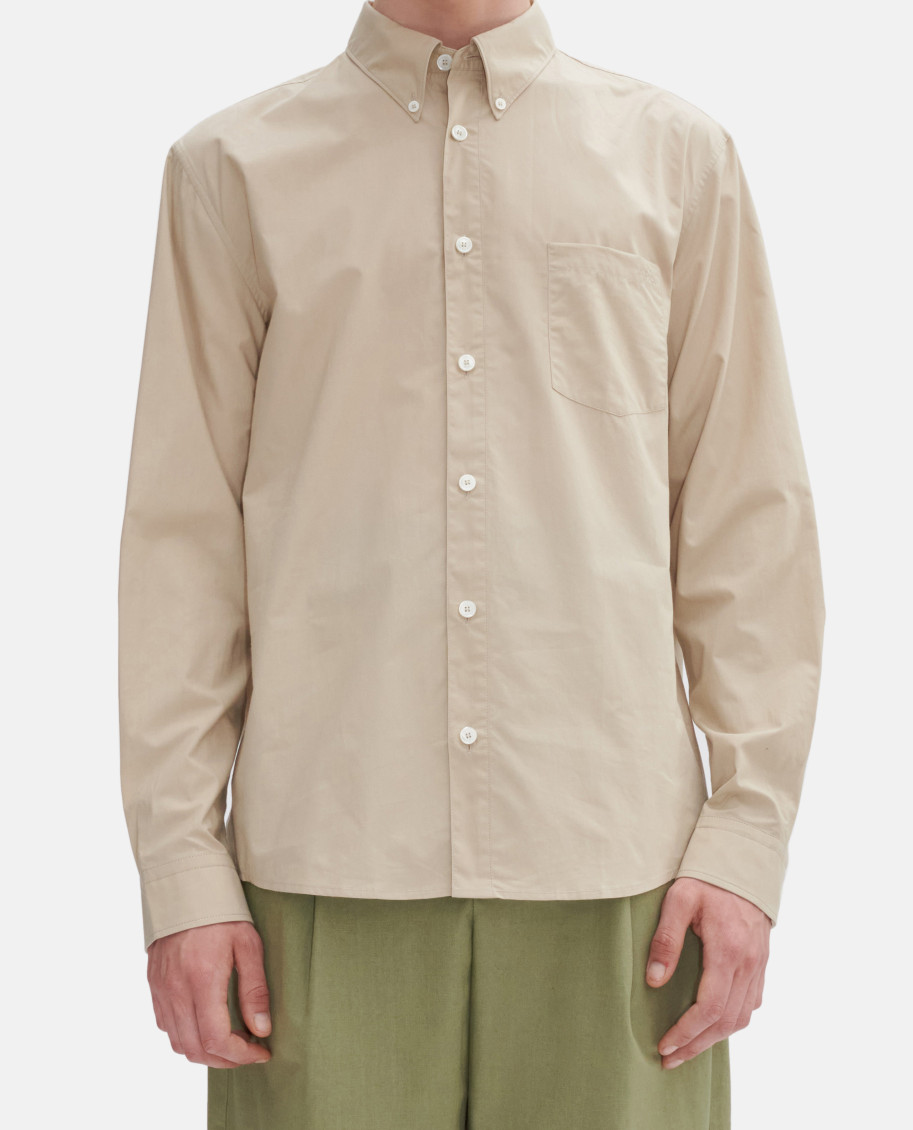 Apc A.p.c. Classic Button-down Shirt With Signature Chest Pocket In Beige