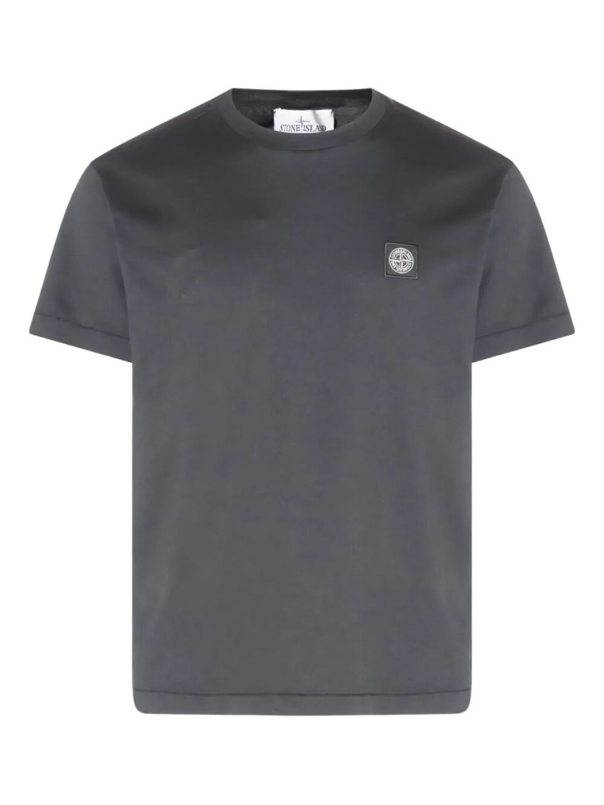 Stone Island Dark Grey Logo Cotton T-shirt
