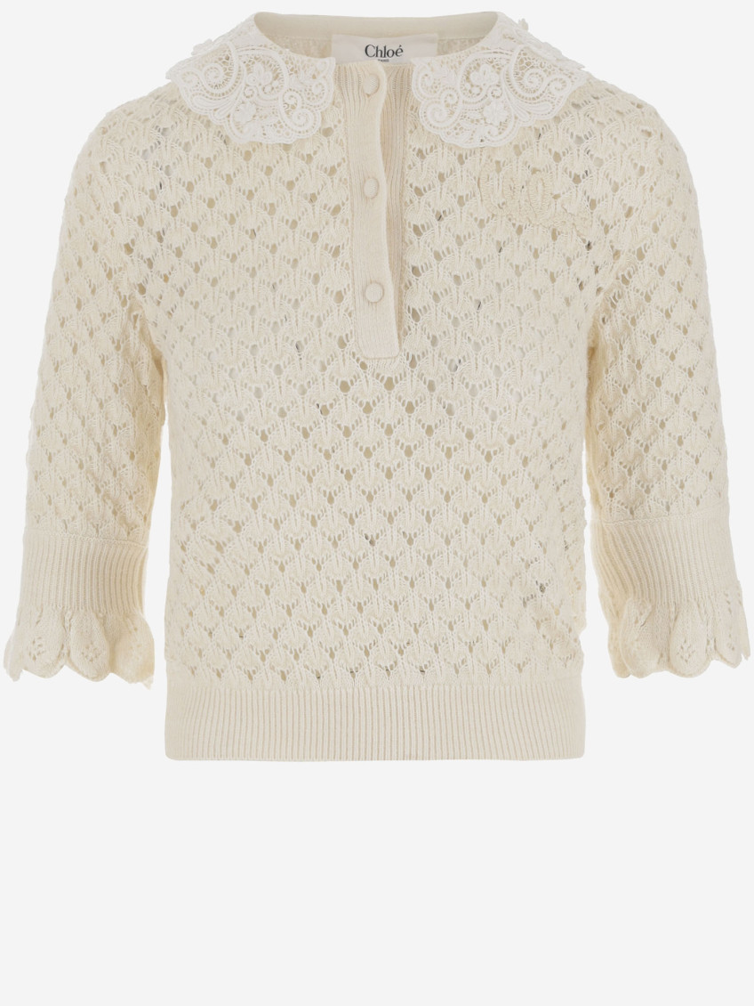 Chloé White Wool And Silk Blend Sweater