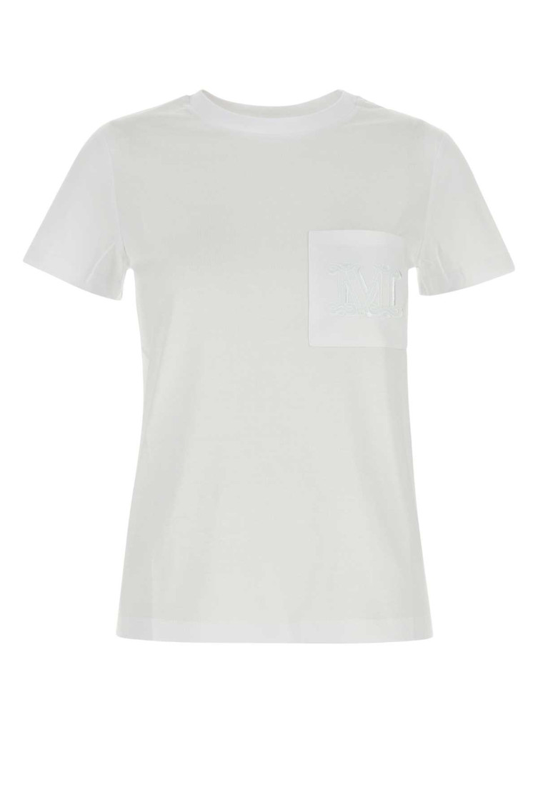 Max Mara Papaia Cotton T-shirt Chest Pocket In White