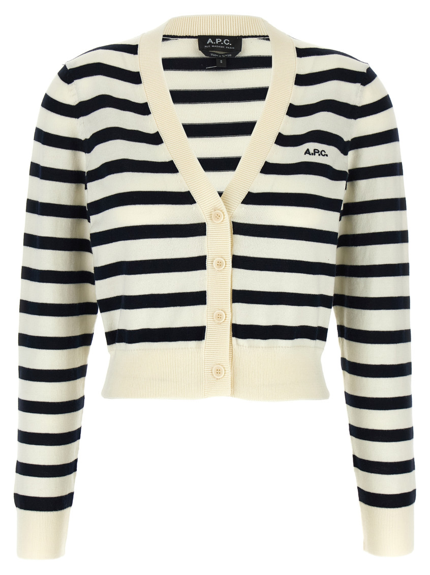 Apc Striped Pattern Knitwear Cardigan With Ribbed Cuffs In Multi