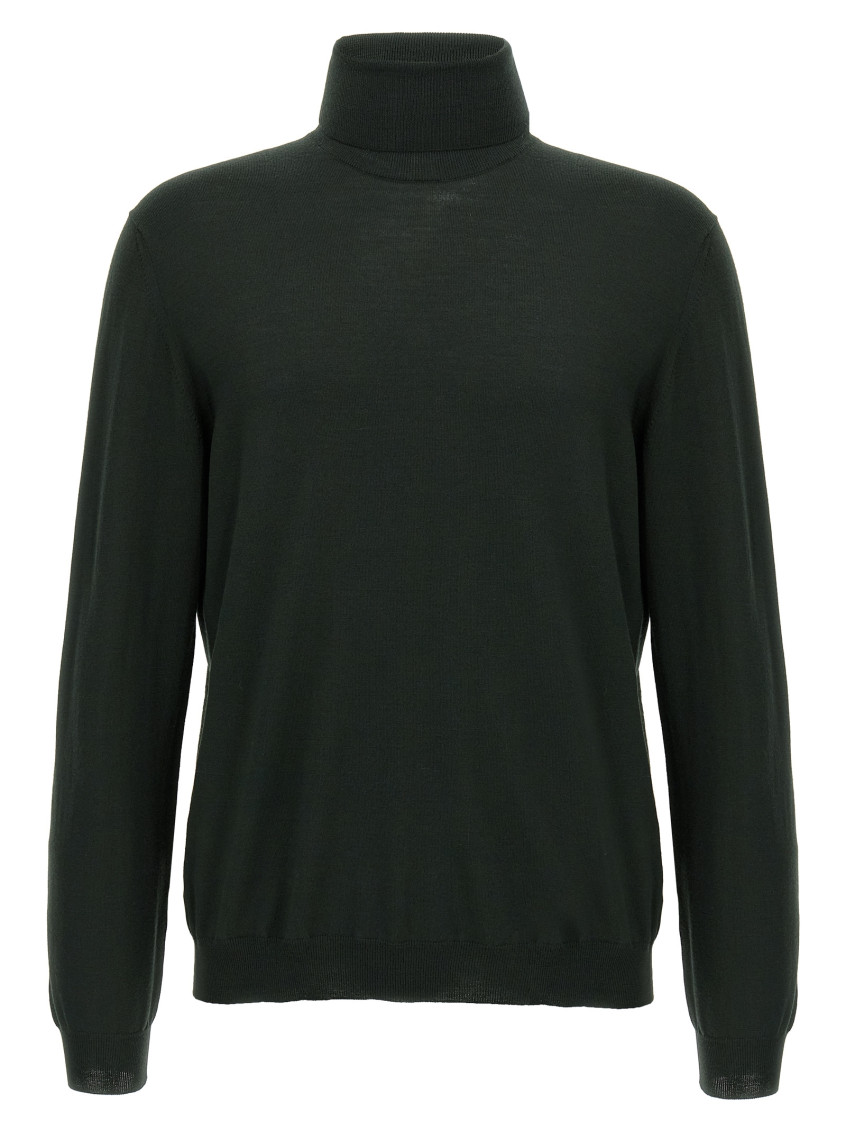 Zanone Dark Green Wool Turtleneck Sweater