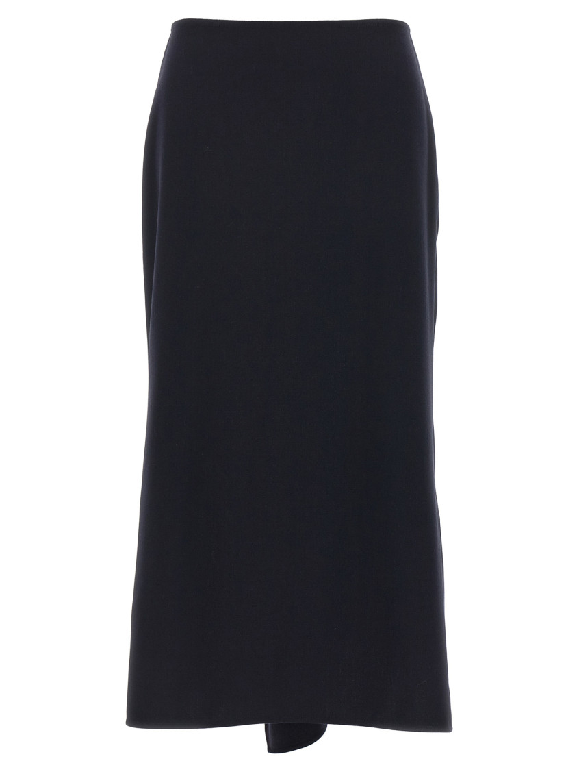 Victoria Beckham Navy Blue Kick Detail Skirt In Blue
