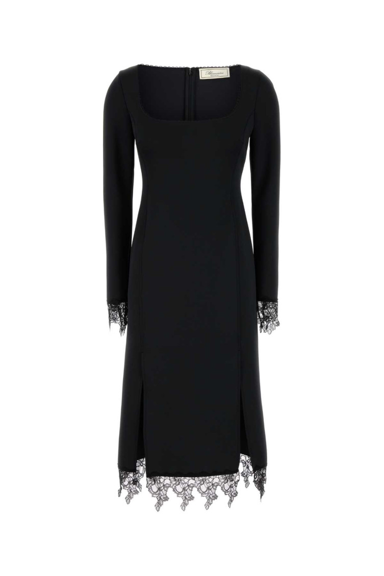 Blumarine Stretch Jersey Dress Square Neckline In Black