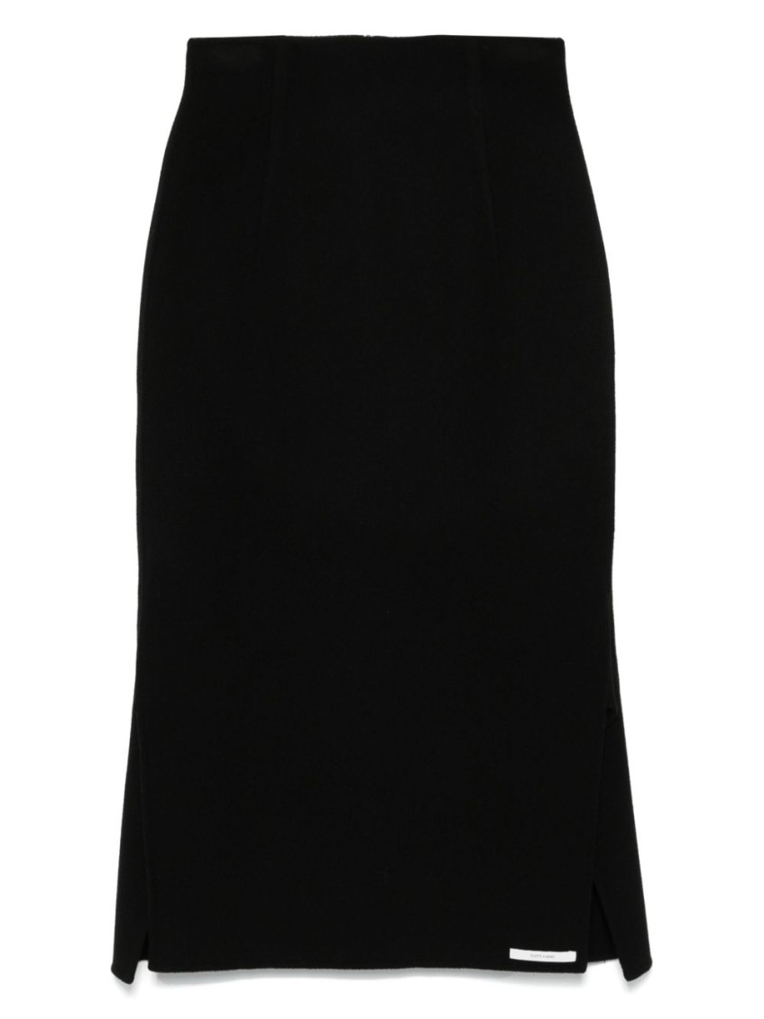 Sportmax Omelia High Waist Midi Length Skirt With Side Slit In Black