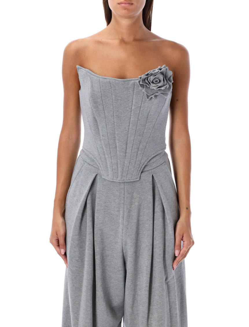 Giuseppe Di Morabito Grey Floral-appliqu Cotton Corset