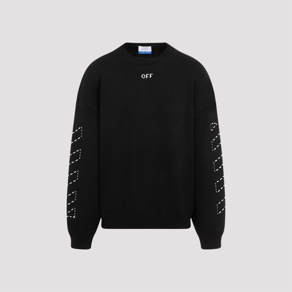 Off-white Regular Fit Jersey With Distinctive Logo And Textured Detailing In Black