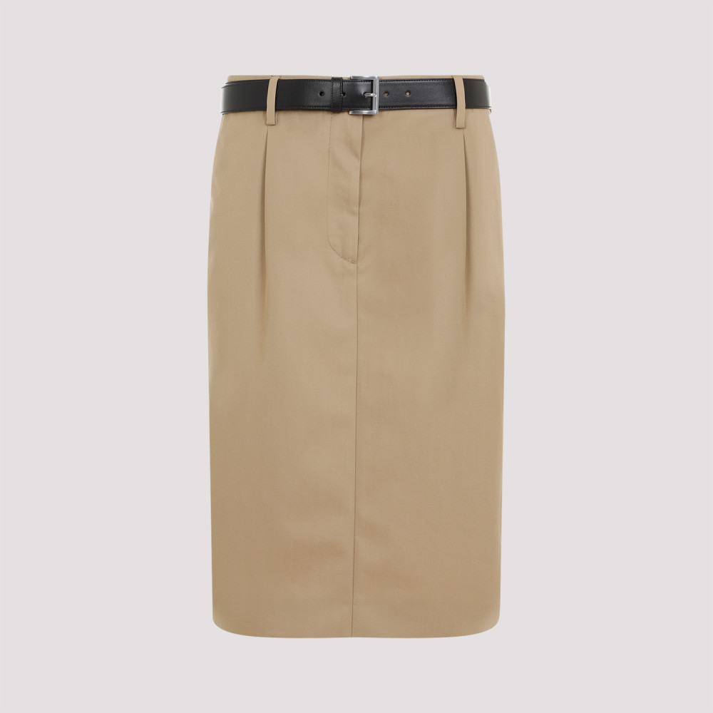 Prada Brown Rope Cotton Skirt In Beige