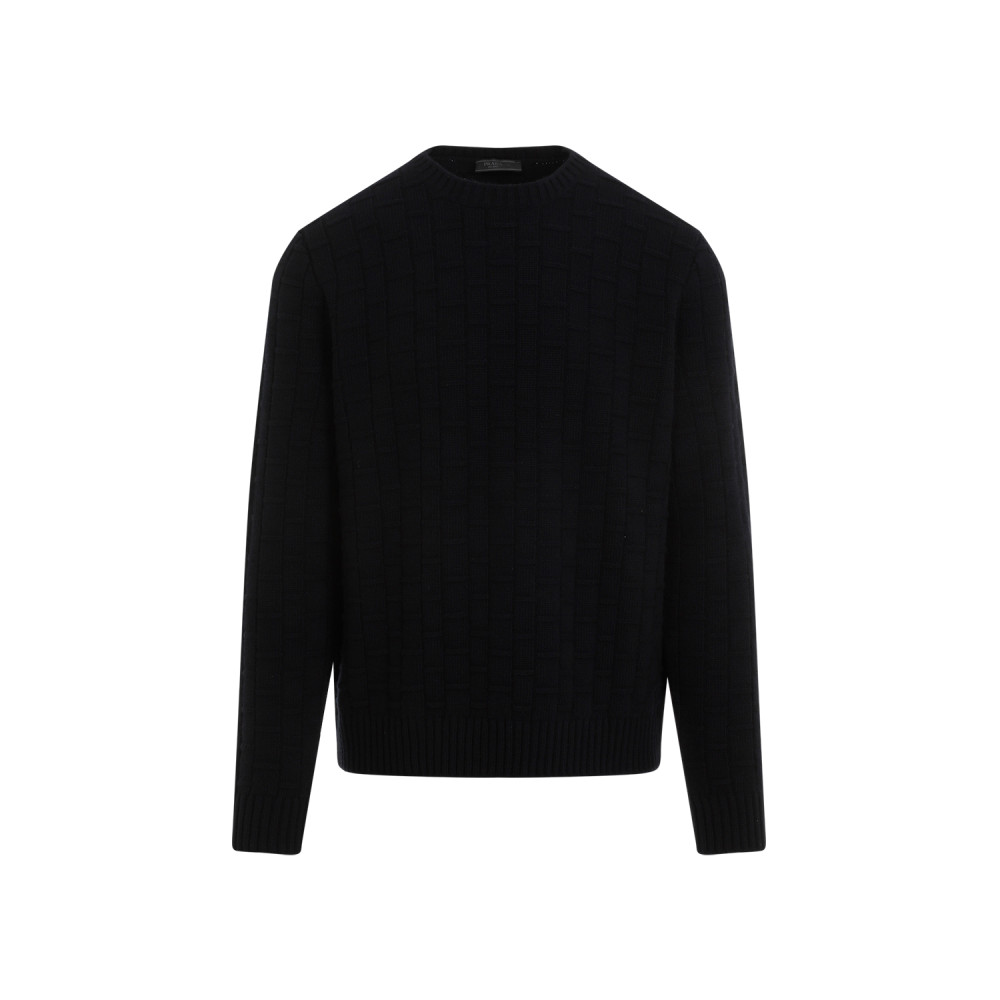 Prada Midnight Blue Wool Blend Sweater In Dark Blue