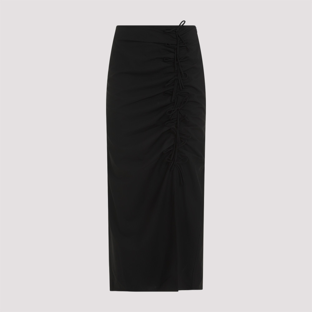 Ganni Drapey Melange Midi Skirt In Black