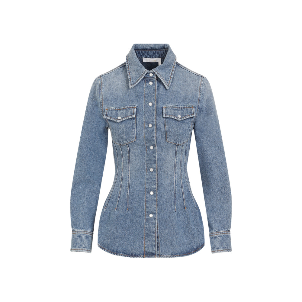 Chloé Buttoned Denim Shirt In Light Blue