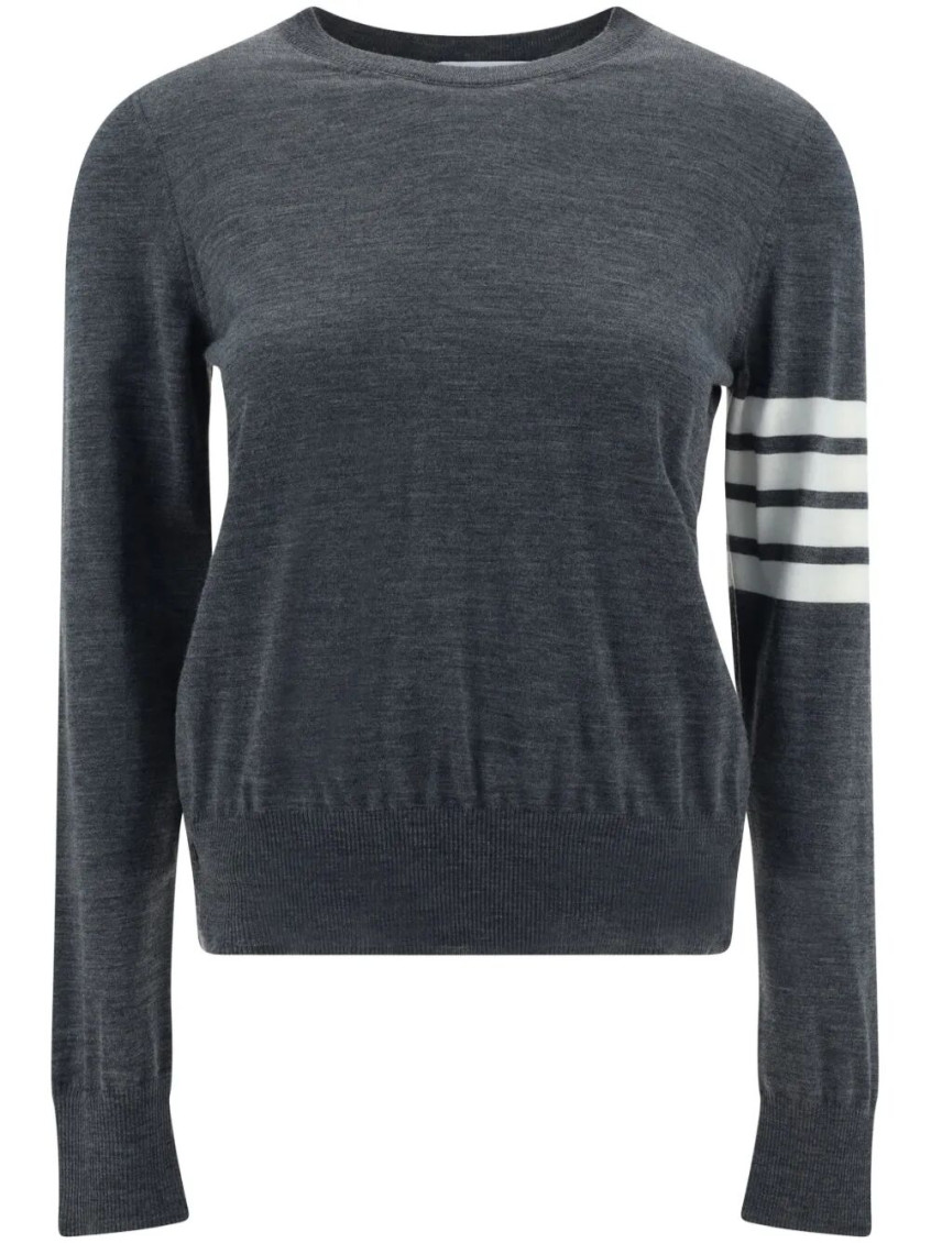 Thom Browne 4-bar Stripe Wool Sweater In Grey