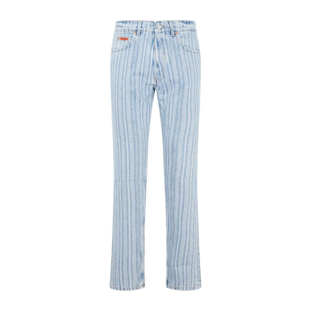 Martine Rose Light Blue Pinstripe Straight Leg Jeans In Light Blue