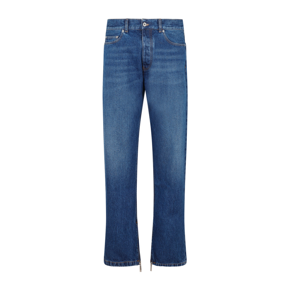 Off-white Indigo Blue Cotton Jeans In Blue