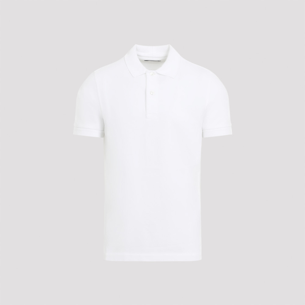 Shop Tom Ford White Cotton Tennis Piquet Polo Shirt