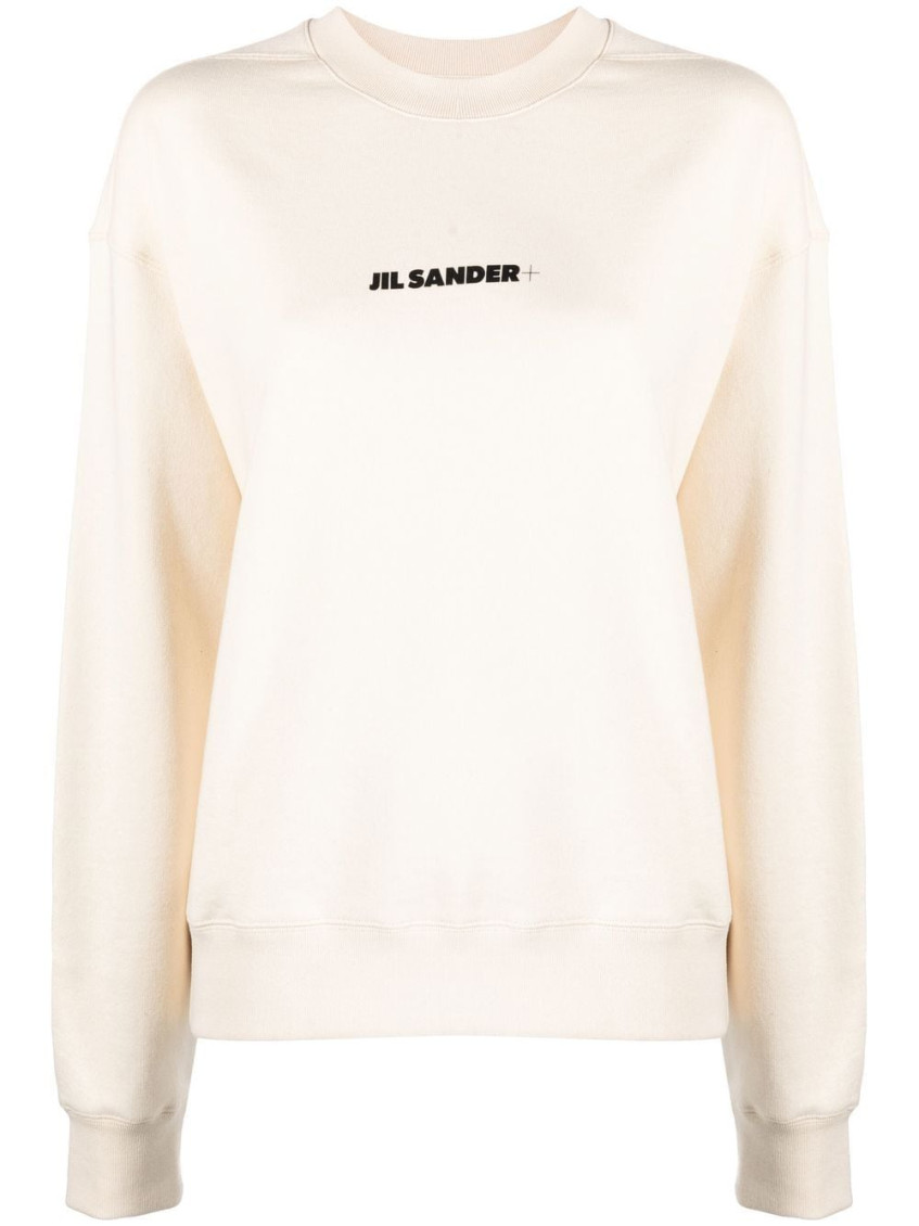 Shop Jil Sander Beige Logo Sweatshirt In Off White