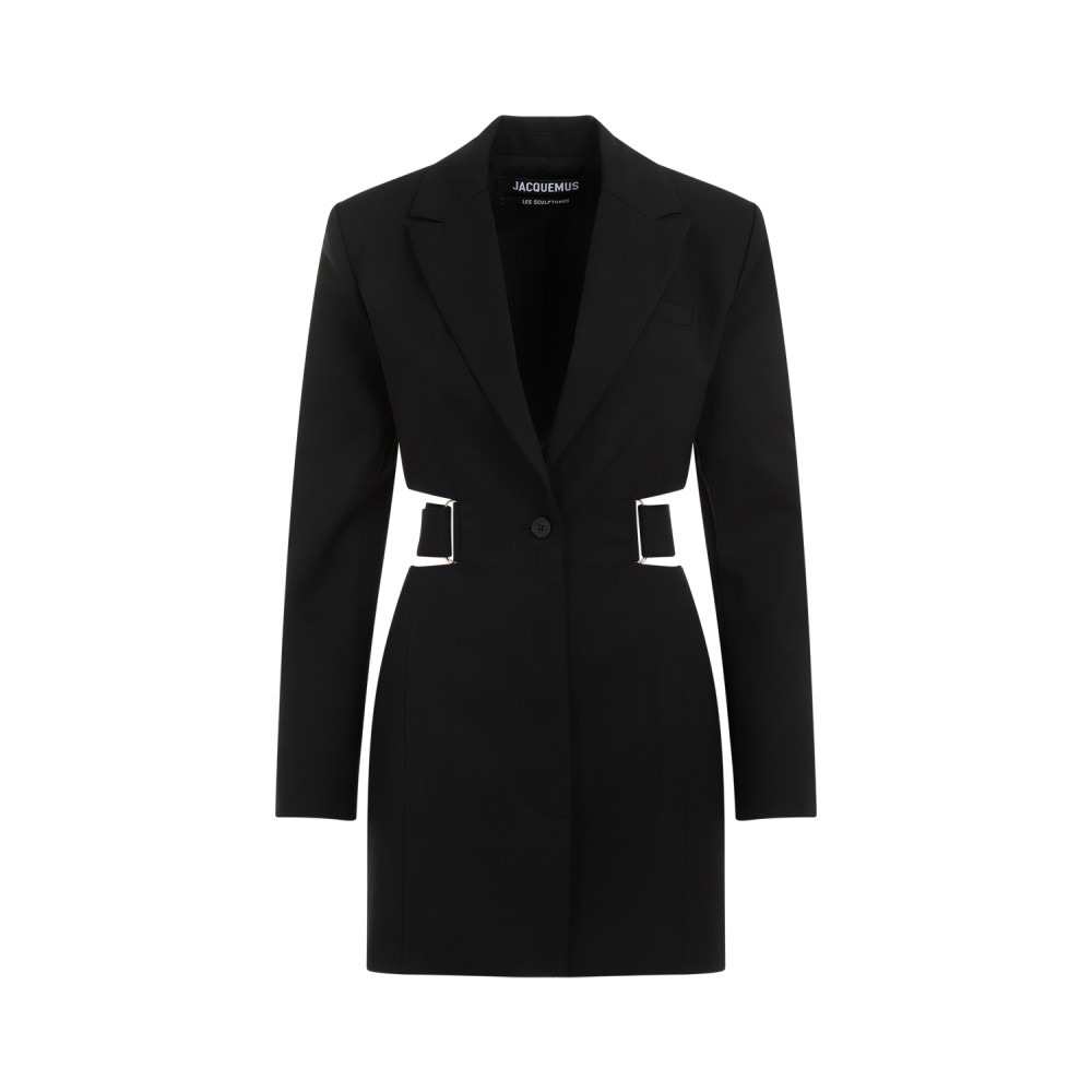 Jacquemus 'la Robe Bari' Black Single-breasted Jacket With Cut-out In Black