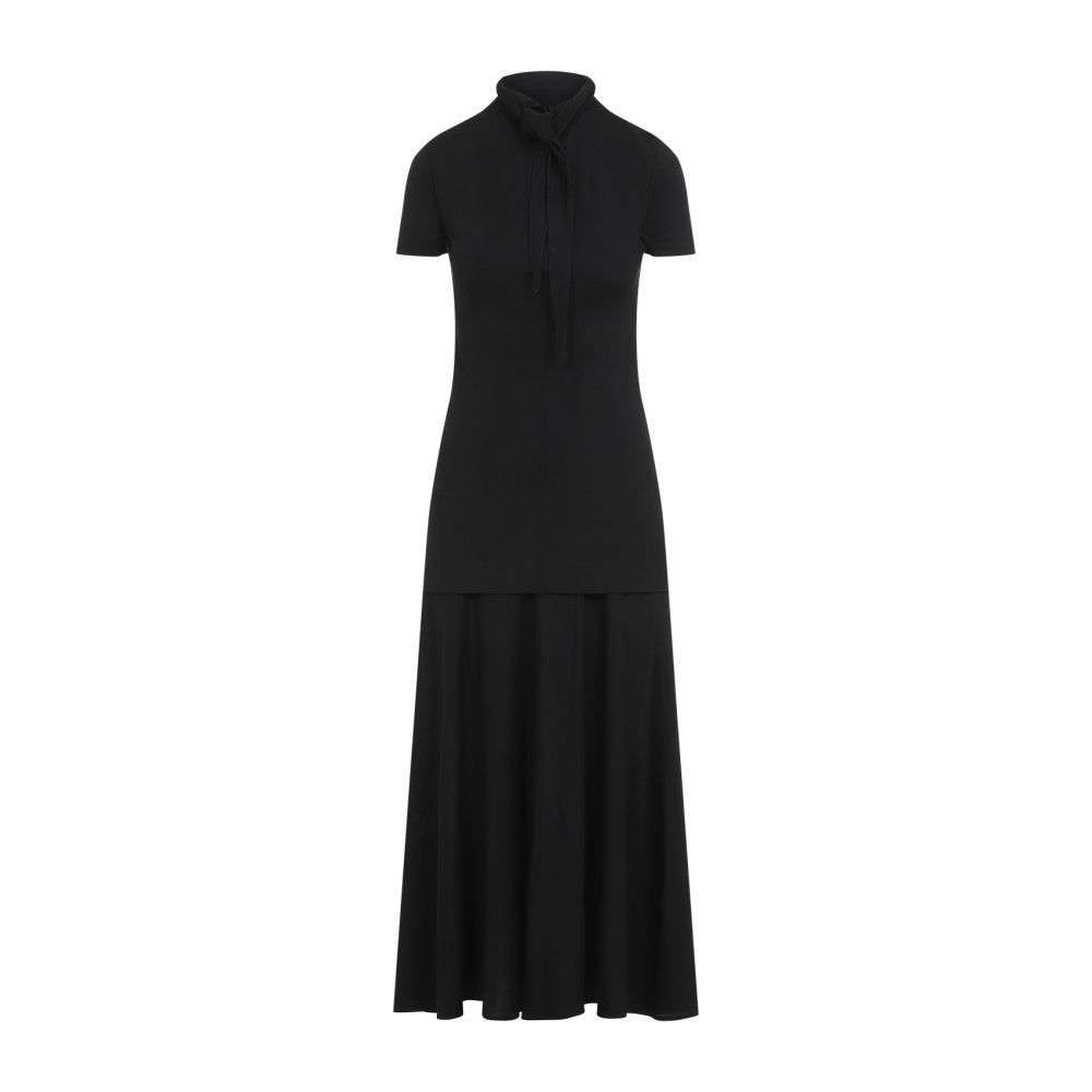 Jil Sander High-neck Viscose Midi Dress In Black