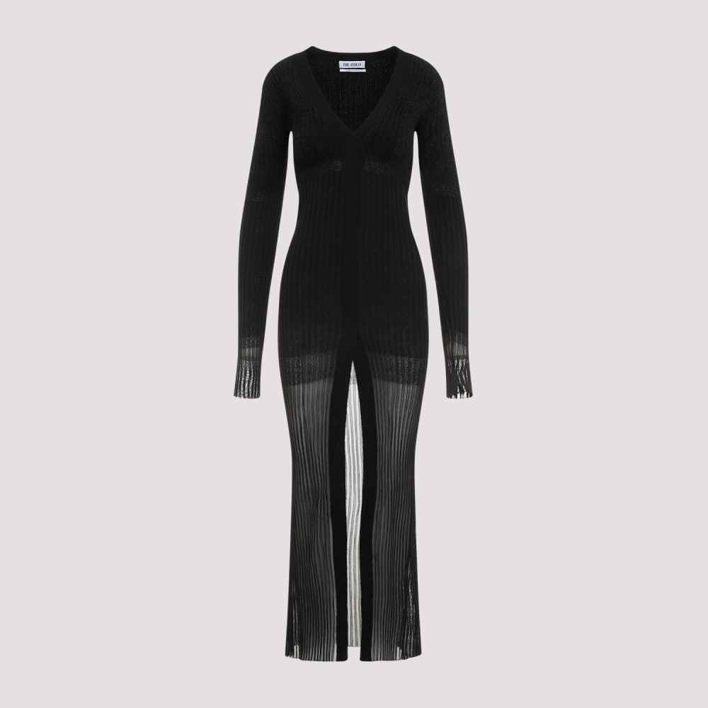 Attico Black Degrade Midi Dress In Black
