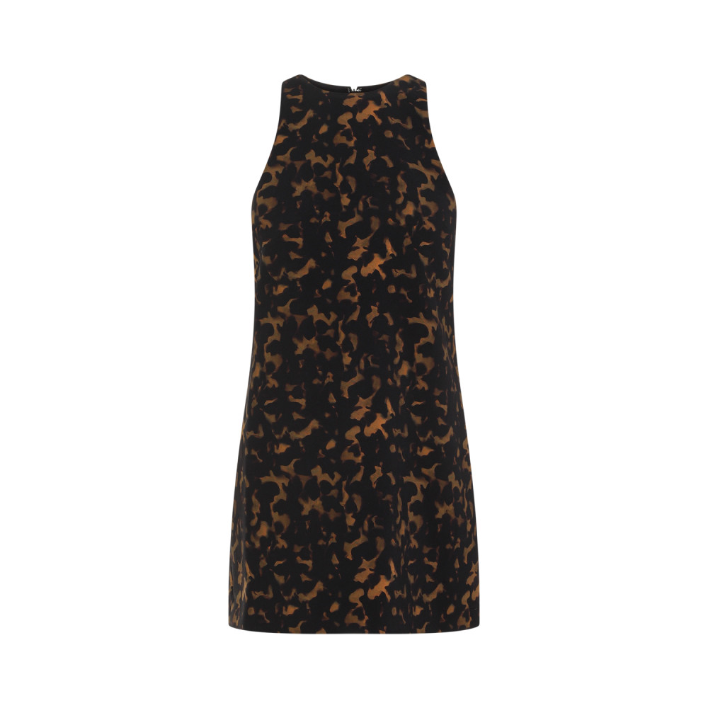 Theory Tortoiseshell Print Mini Dress In Dark Brown