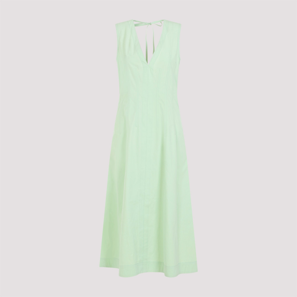 Shop Bottega Veneta Fresh Mint Cotton Midi Dress In Light Green