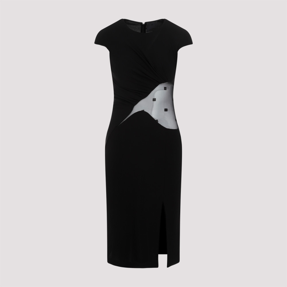 Givenchy Womens Black Semi-sheer Cut-out Woven Midi Dress In Black