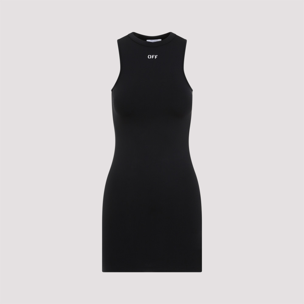 Shop Off-white Black Sleek Rowing Polyamide Dress