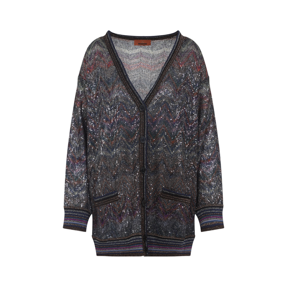 Missoni Zigzag Pattern Cardigan Sweaters And Cardigans Multicolor In Brown