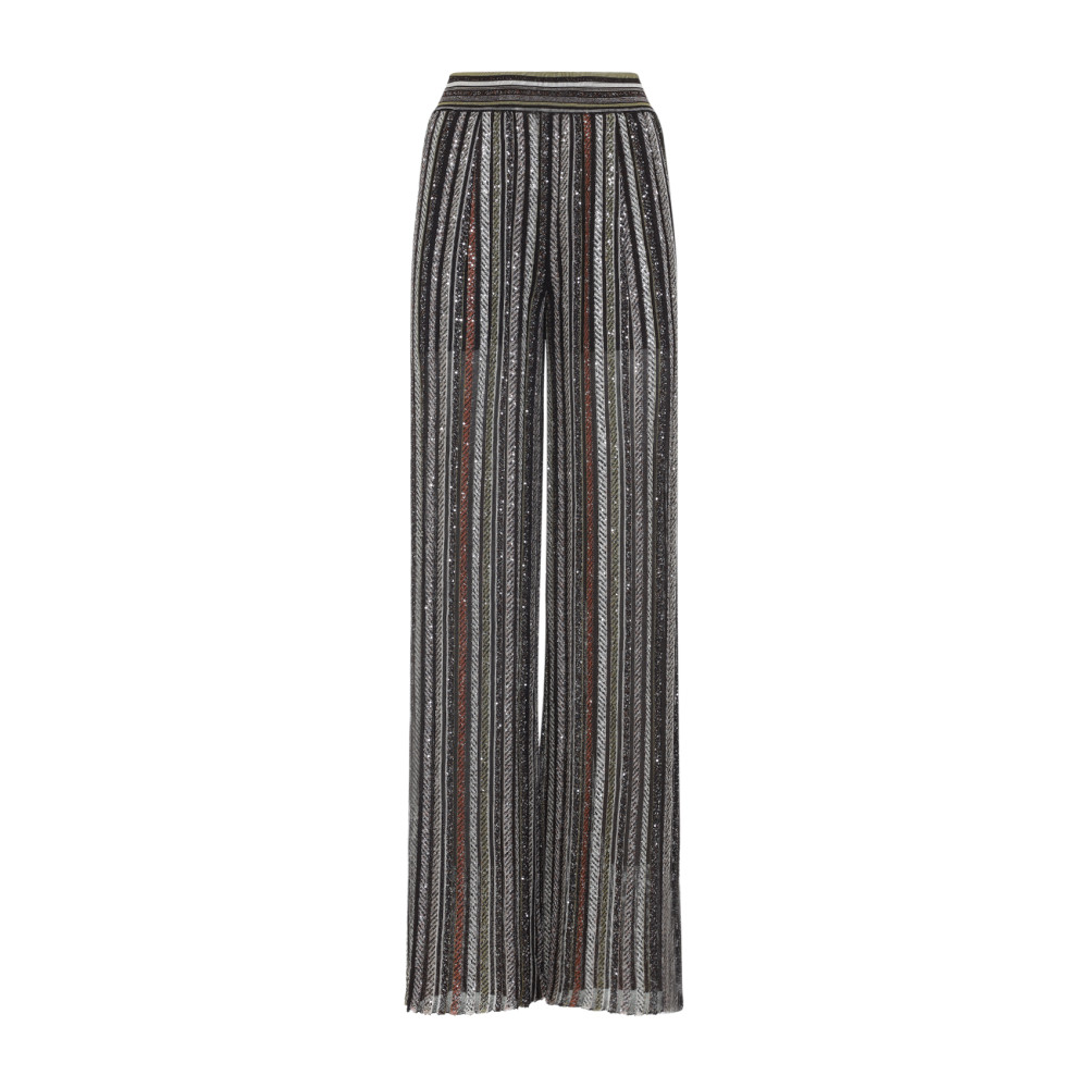 Missoni Pantalone In Misto Viscosa Stretch Ricamata Donna In Gray