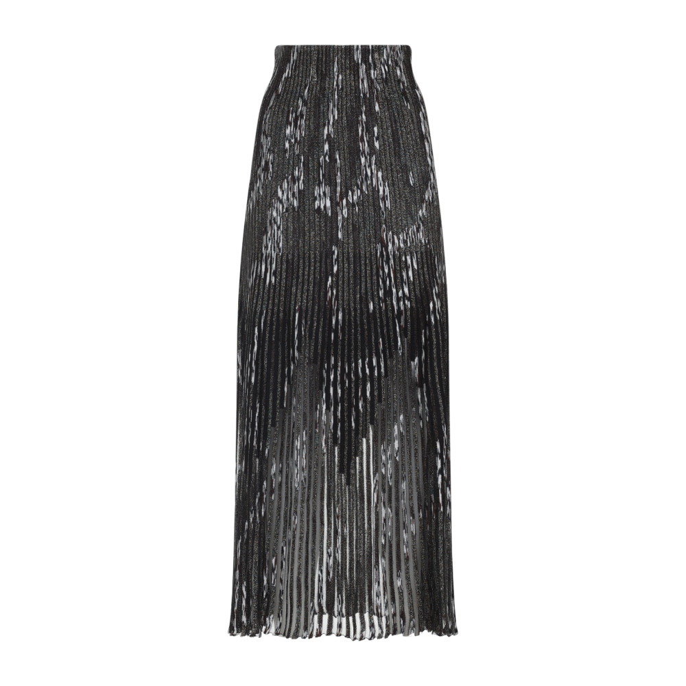 Missoni Patterned-jacquard Metallic-knit Midi Skirt In Gray