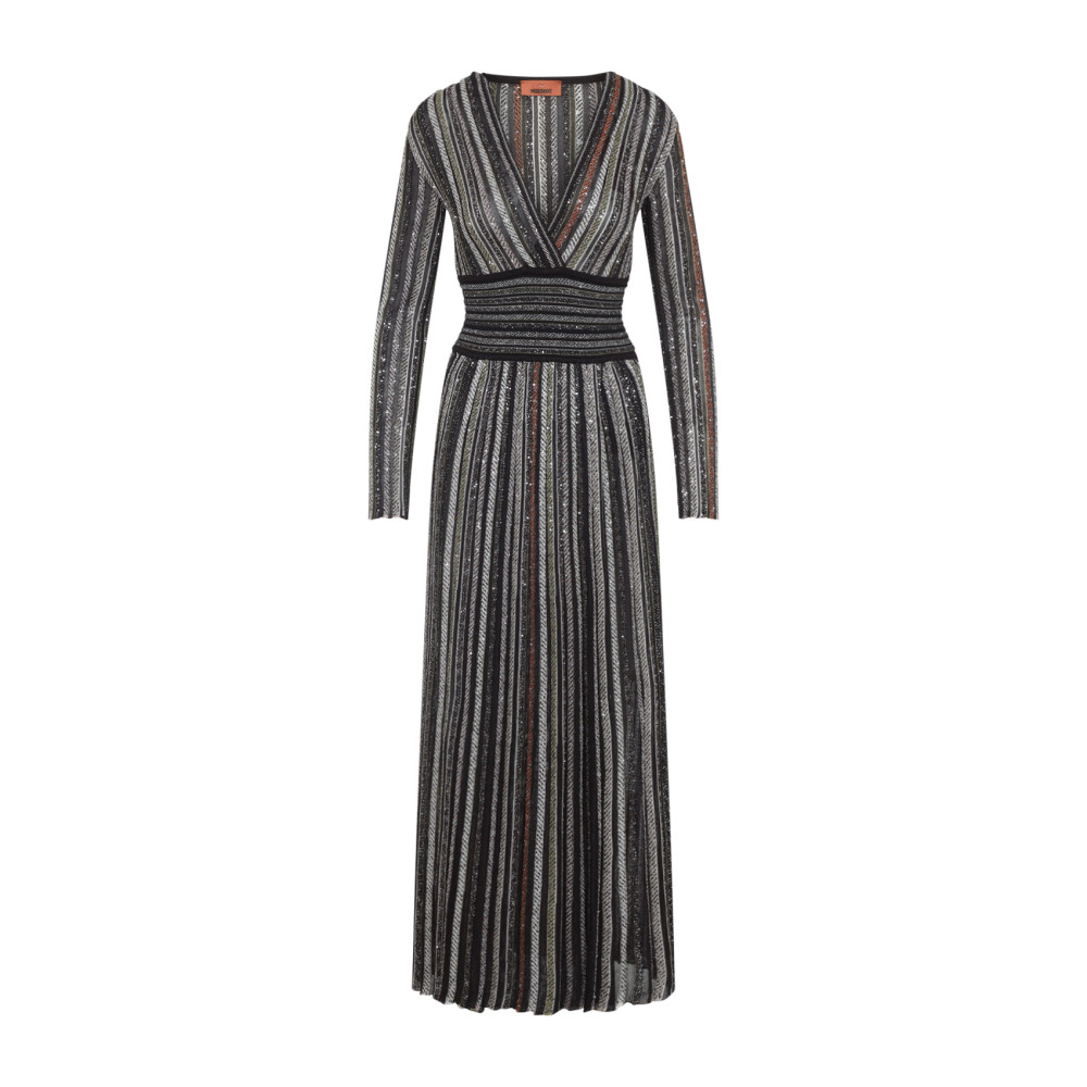 Missoni Sequined Striped Gown In Brown