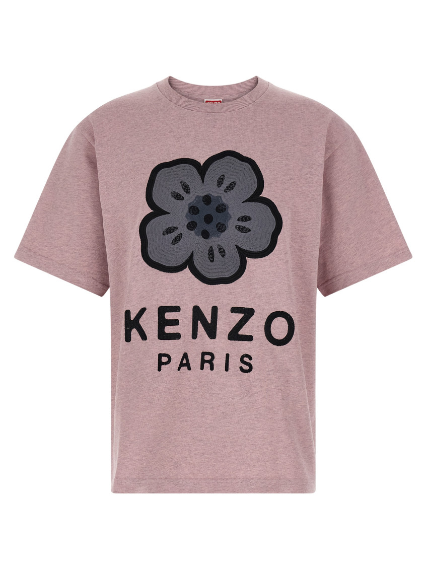 Kenzo Boke Flower Embroidered Oversized Cotton T-shirt Clothing In Pink