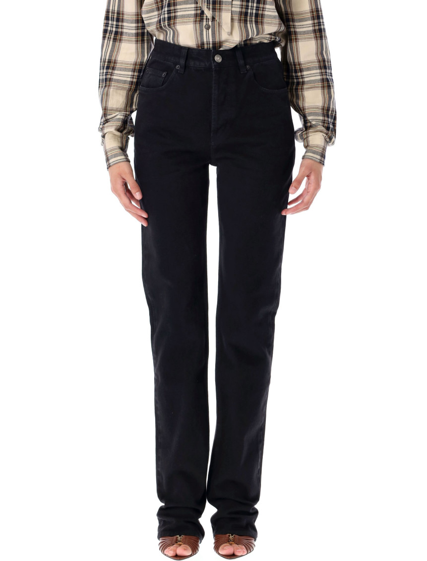 Saint Laurent Black Slim Fit Jeans In Animal Print