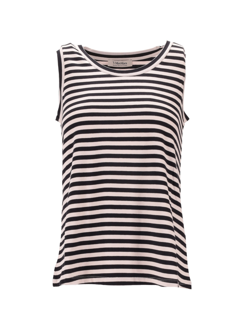Max Mara Erbert Striped Sleeveless Round Neck Top In Black