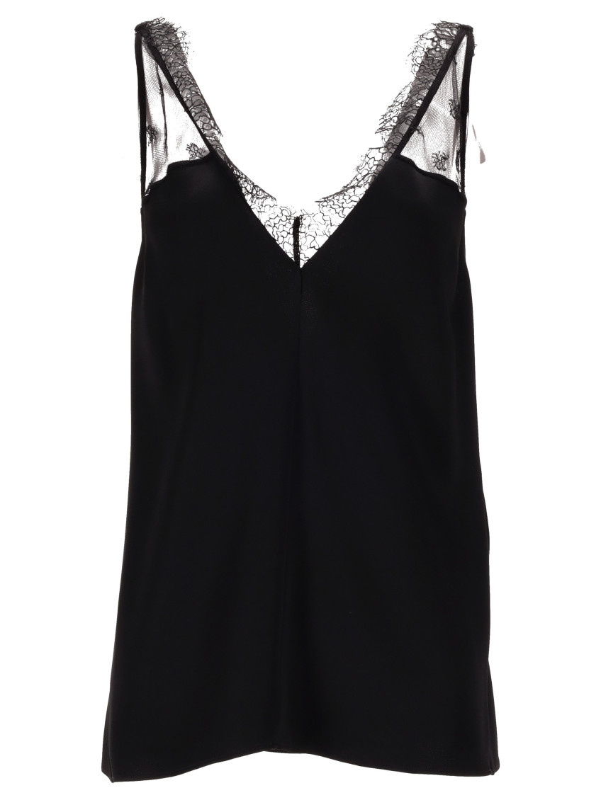 Stella Mccartney Reversible Satin Lace Trim Camisole In Black