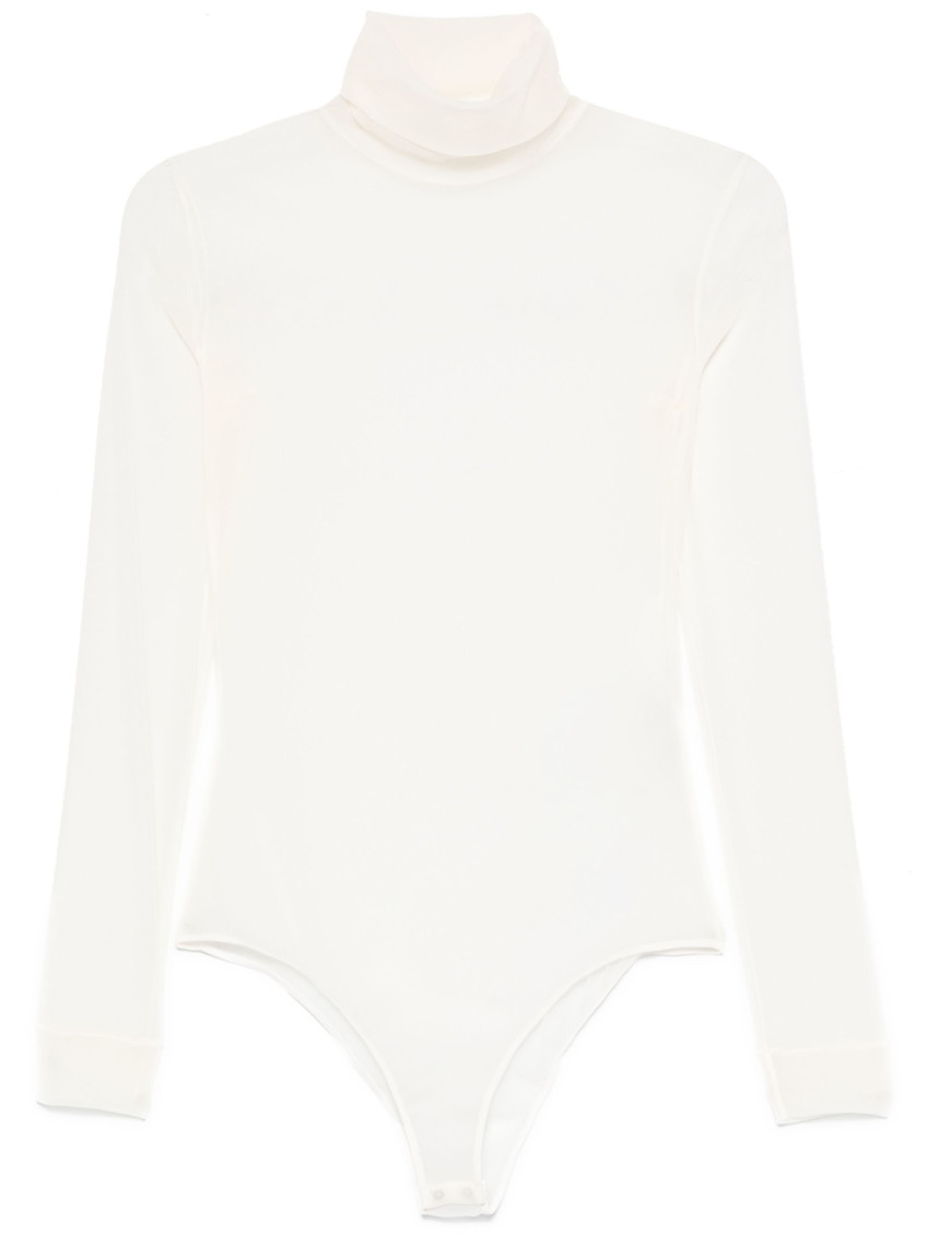 Maison Margiela High-neck Sheer Bodysuit In White