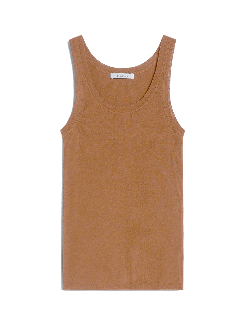 Max Mara Ribbed Wool Top In Brown