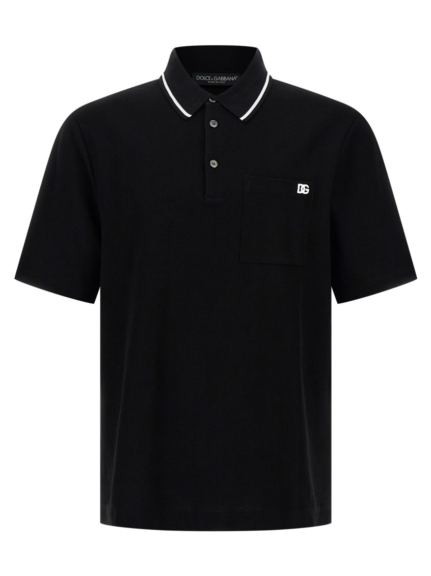 Dolce & Gabbana Polo Shirt In Piqué De Coton In Black